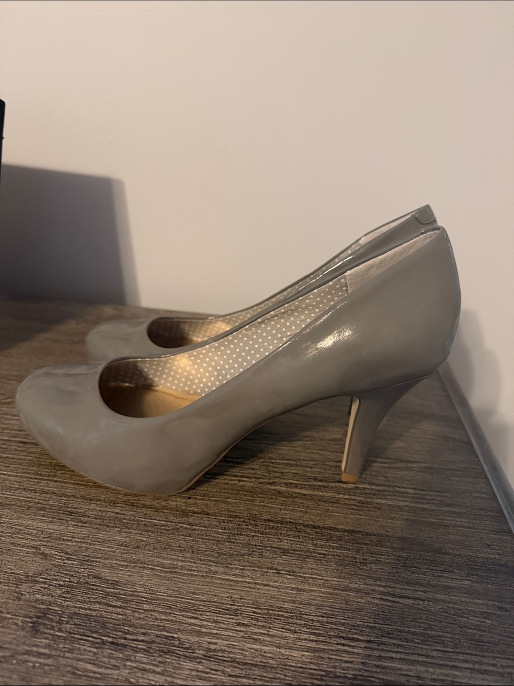 Madden Girl Taupe Patent Leather Pumps